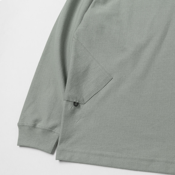 TMCAZ LS PocketTee [藻绿色] 廓形長袖雙層口袋T恤 100%棉 第18張的照片