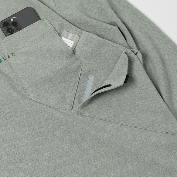 TMCAZ LS PocketTee [アルジーグリーン] オーバーサイズ 長袖 ダブルポケット Tシャツ 綿100% 16枚目の画像