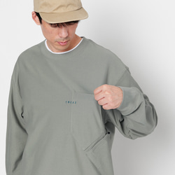 TMCAZ LS PocketTee [藻绿色] 廓形長袖雙層口袋T恤 100%棉 第8張的照片
