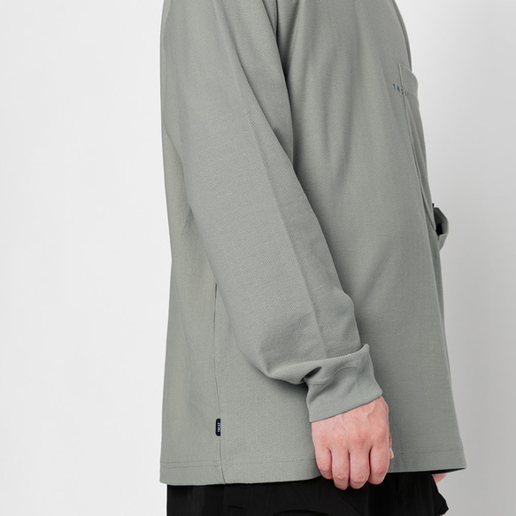 TMCAZ LS PocketTee [アルジーグリーン] オーバーサイズ 長袖 ダブルポケット Tシャツ 綿100% 5枚目の画像