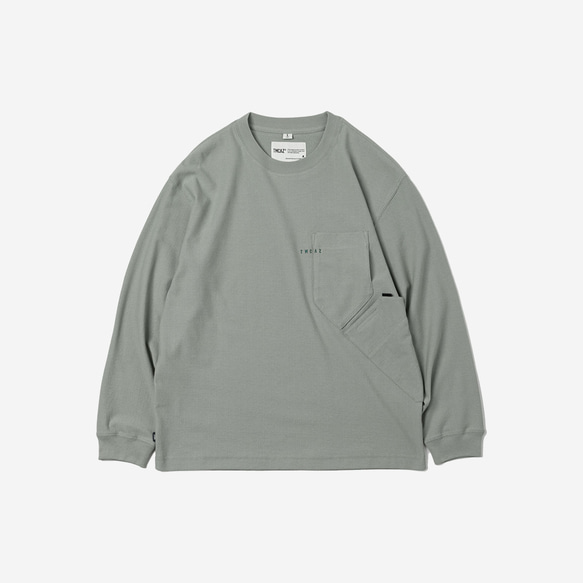 TMCAZ LS PocketTee [炭灰色] 廓形長袖雙層口袋T恤 100%棉 第18張的照片