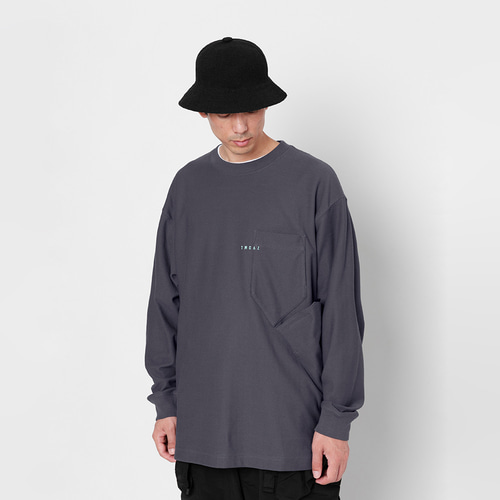 TMCAZ LS PocketTee [チャコールグレー] オーバーサイズ 長袖 ダブル