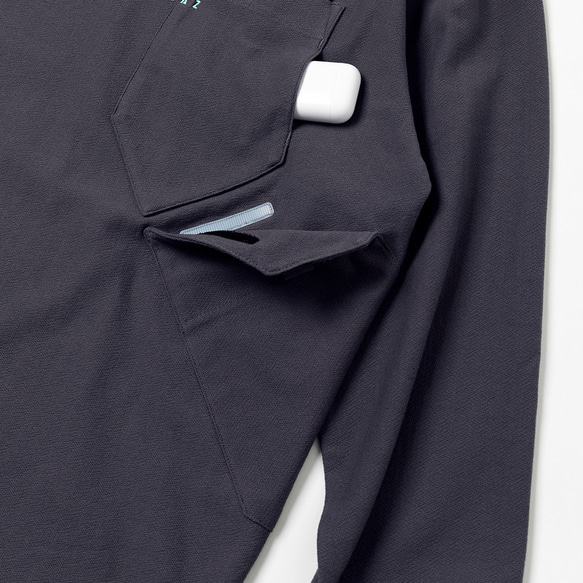 TMCAZ LS PocketTee [チャコール] オーバーサイズ ロングスリーブ ダブルポケットTシャツ 綿100% 12枚目の画像