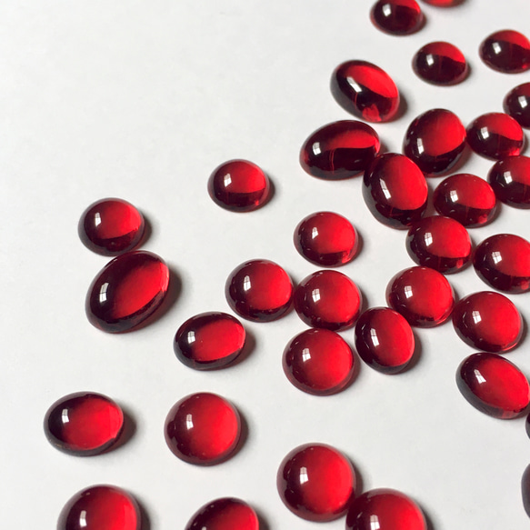 【14個】ガラスカボションアソート＊レッド＊3種ミックス 3枚目の画像