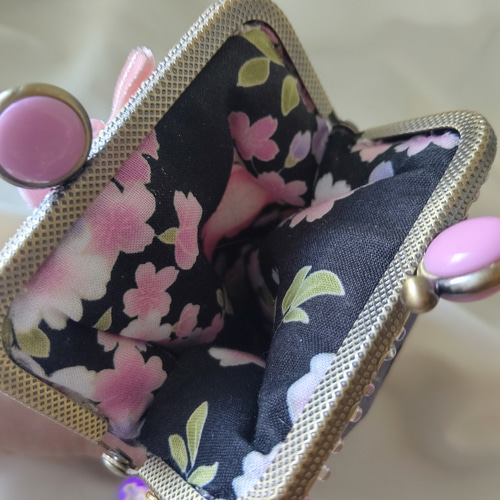 ツンデレ黒猫ちゃんモーブver.☆がま口 ポーチ タバコケース/メガネも  