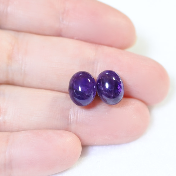 （獨一無二的物品）紫水晶耳釘，10 x 8 毫米（鈦柱） 第4張的照片