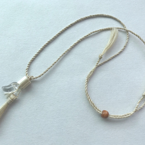 精麻と勾玉水晶の首飾り お祓いほうき 天然石 浄化 ネックレス