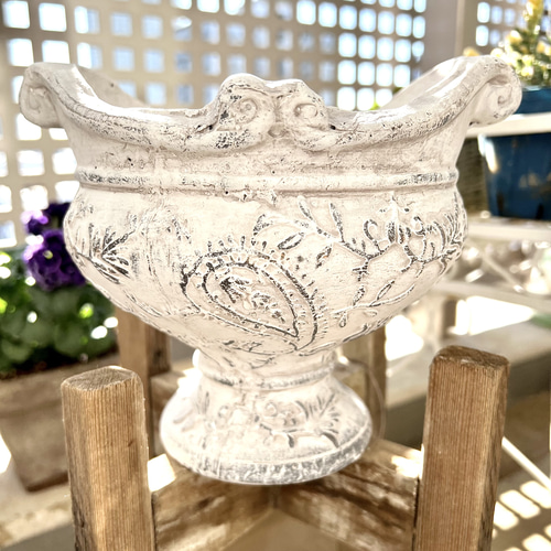 シャビーシック ブリキ フラワーポット スタンド ベース 花瓶