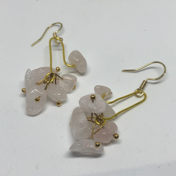 ナチュラルピンククリスタルイヤリング Natural Pink Crystal Earrings 粉晶耳環 第3張的照片