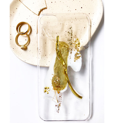 【切金箔】　iPhoneケース　クリアケース　スマホケース　水彩　金箔　ニュアンス 4枚目の画像