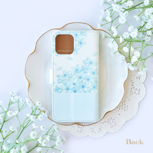 ブルースター ミルキーブルー 手帳型スマホケース iPhone Android ほぼ