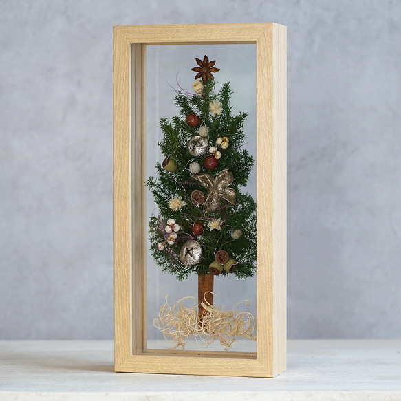 クリスマスツリー・ドライフラワー・フレーム（XS-001）クリスマスツリー　プリザーブドフラワー 4枚目の画像
