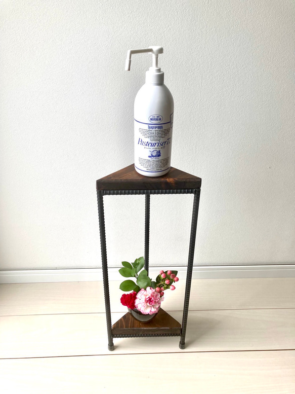 すみっこアルコールスタンド　消毒置き　サイドテーブル　花瓶　トイレ　アイアン　インダストリアル 3枚目の画像