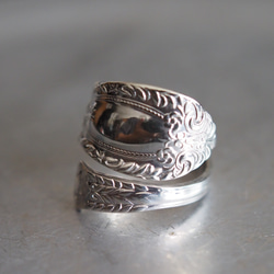 Spoon Ring K(Silver950製)　シルバースプーンリング　古着・アンティーク 1枚目の画像