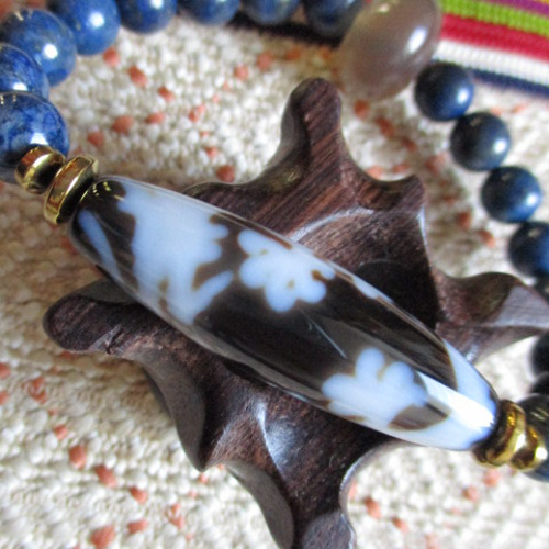 開光 皇帝龍五本爪 龍神天珠とラピスラズリのブレスレット