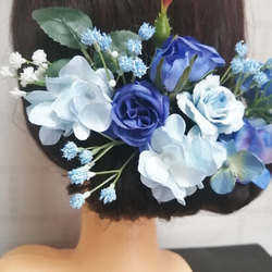 藍色頭飾 B extra Wedding 婚禮成人儀式藍玫瑰滿天星 第4張的照片