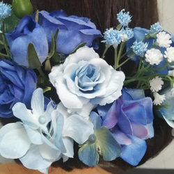 藍色頭飾 B extra Wedding 婚禮成人儀式藍玫瑰滿天星 第6張的照片