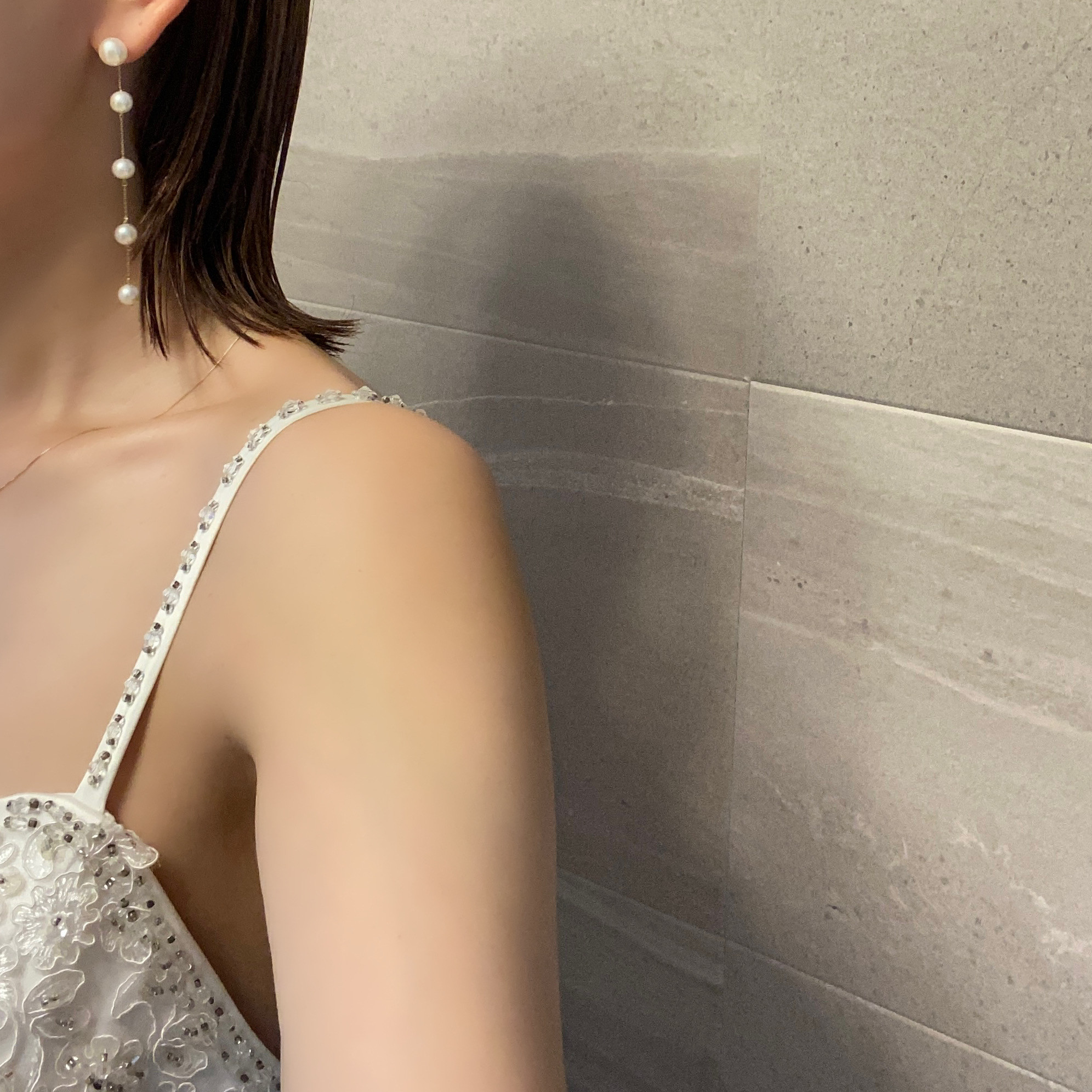 ステーション　パール　ロング　ピアス　イヤリング　No.2