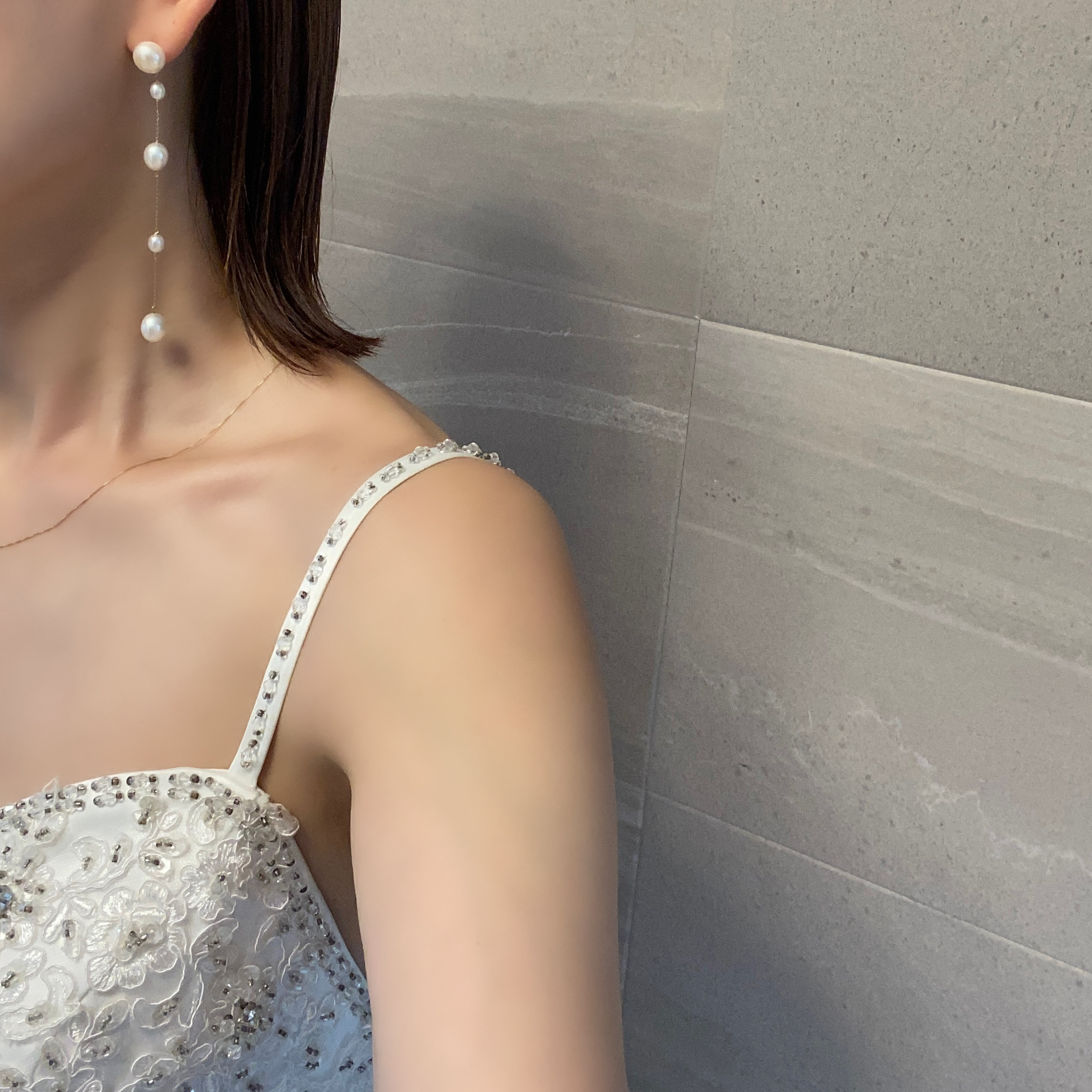 ステーション　パール　ロング　ピアス　イヤリング　No.3
