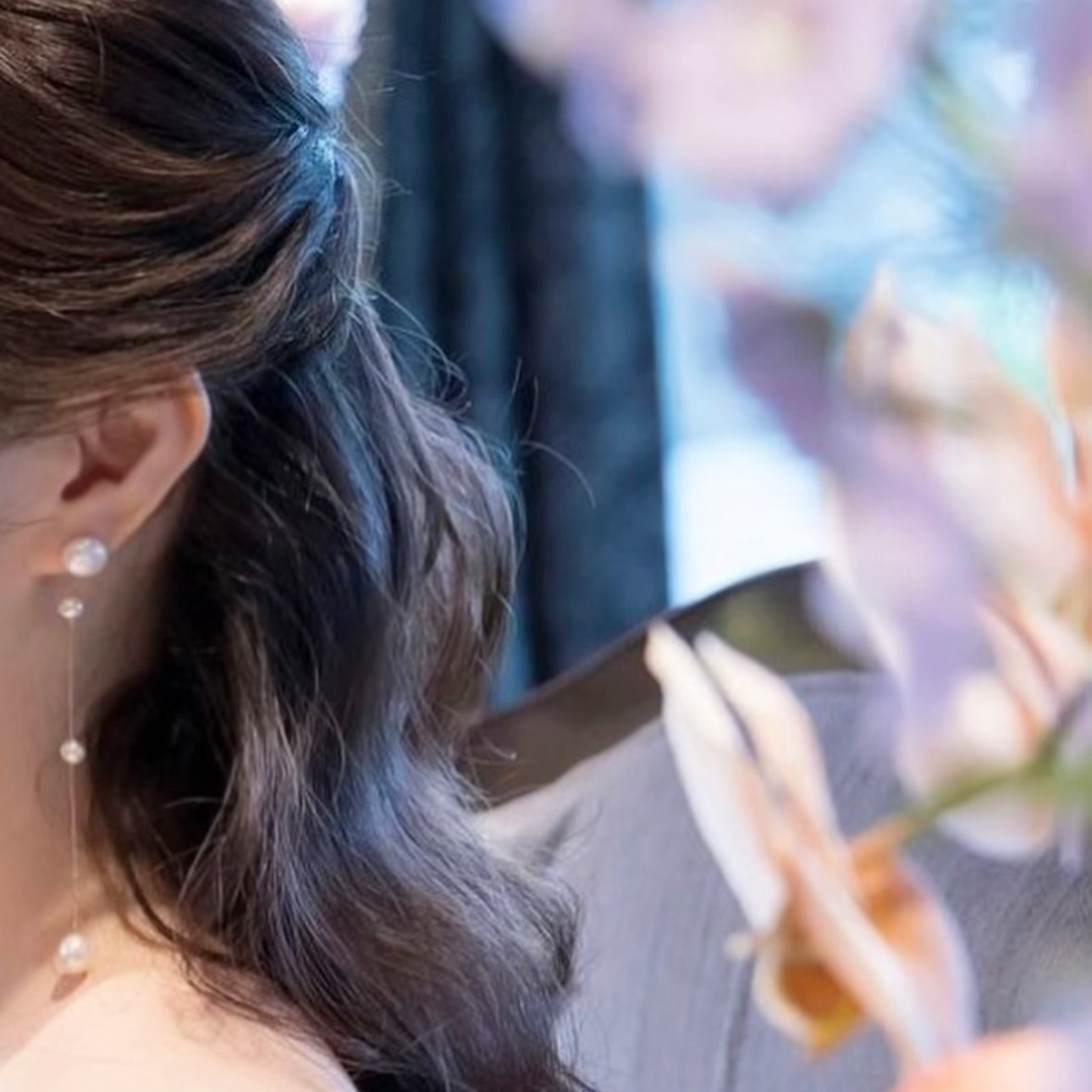ステーション　パール　ロング　ピアス　イヤリング　No.4