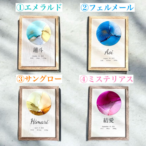 アルコールインクアート命名書 雑貨・その他 命名書Himawari