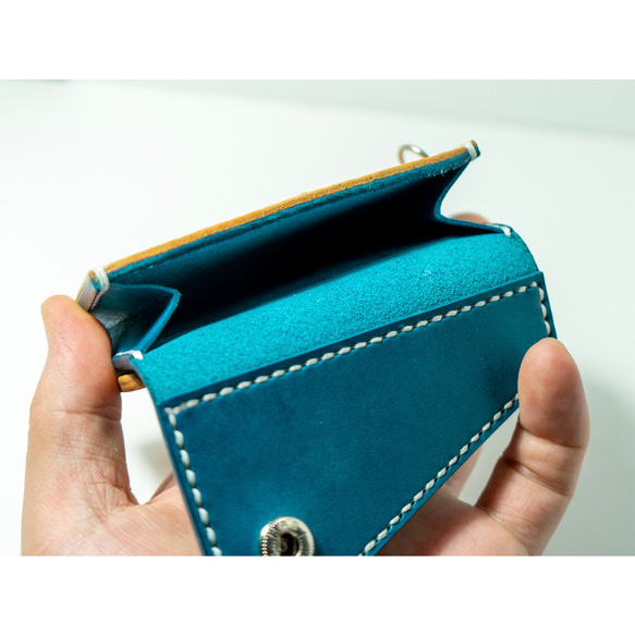 受注製作 「Both side」カラーオーダー  LOLOMAレザーを使用したコンパクトウォレット 財布 ミニ財布 5枚目の画像