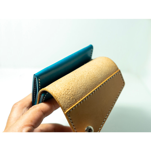 受注製作 「Both side」カラーオーダー  LOLOMAレザーを使用したコンパクトウォレット 財布 ミニ財布 6枚目の画像