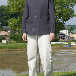 二色刺子コットンシャツ(黒チャコールグレー) / 知多木綿 8枚目の画像