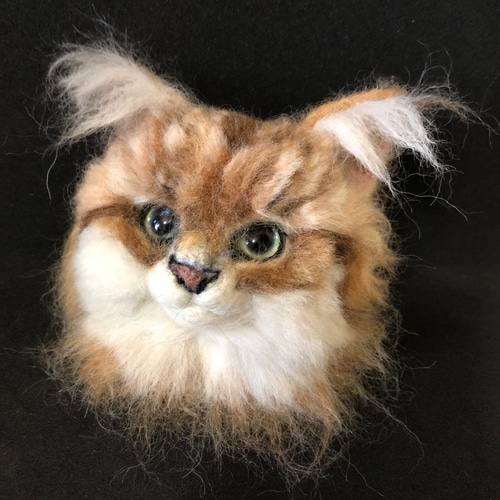 羊毛フェルト 猫 オーダー 壁掛け ブローチ 羊毛フェルト ダイヤ