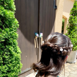 パールのお花の髪飾り　ヘッドドレス　ヘアピン　4つセット 6枚目の画像