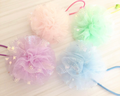 ピンク系オーロラリボン ラウンドレジンヘアゴム ピンク系オーロラリボン ラウンドレジンヘアゴム ピンク系オーロラ