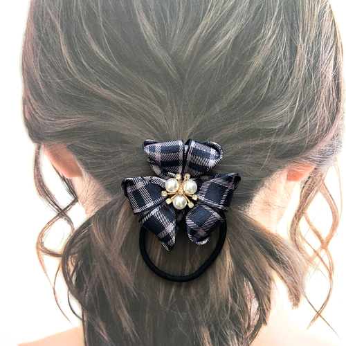 オーガンジー リボン  ヘアゴム  クローバー 再販売×2】Creema限定 クローバーリボンヘアゴム ヘアゴム