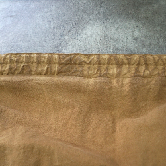 縮褶半身裙/棕色/mikawa Textile 第6張的照片