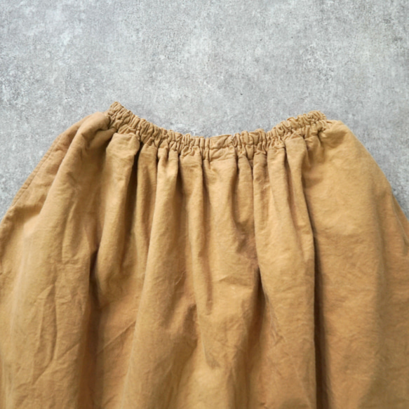 縮褶半身裙/棕色/mikawa Textile 第5張的照片