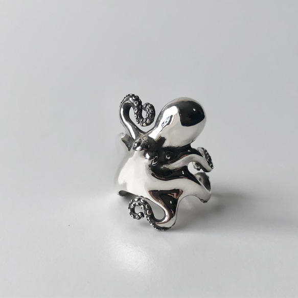 指に巻きつく蛸(指輪) silver 3枚目の画像