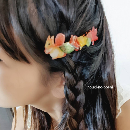 秋のバレッタ ヘアクリップ