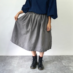 縮褶半身裙/灰色/mikawa Textile 第7張的照片
