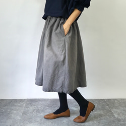 縮褶半身裙/灰色/mikawa Textile 第2張的照片