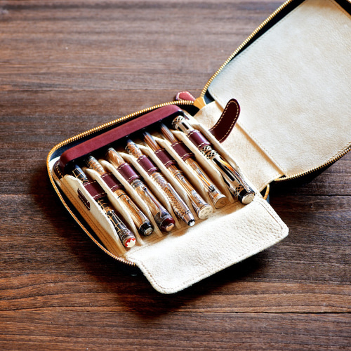 ラウンドファスナー万年筆ケース 7本挿し カラーオーダー ペンケース