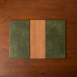 【秋季限定】手帳・ノートカバー　コニャック×オリーブグリーン-秋の七草-（Ａ６／Ｂ６／Ａ５） 3枚目の画像