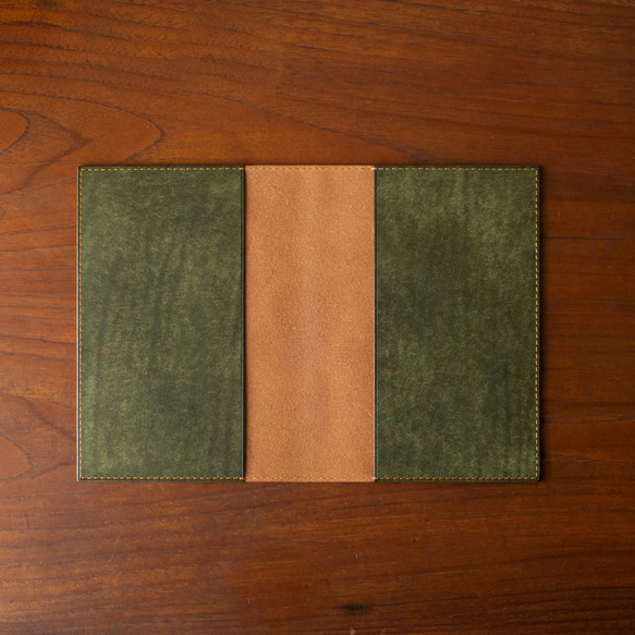 【秋季限定】手帳・ノートカバー　コニャック×オリーブグリーン-秋の七草-（Ａ６／Ｂ６／Ａ５） 3枚目の画像