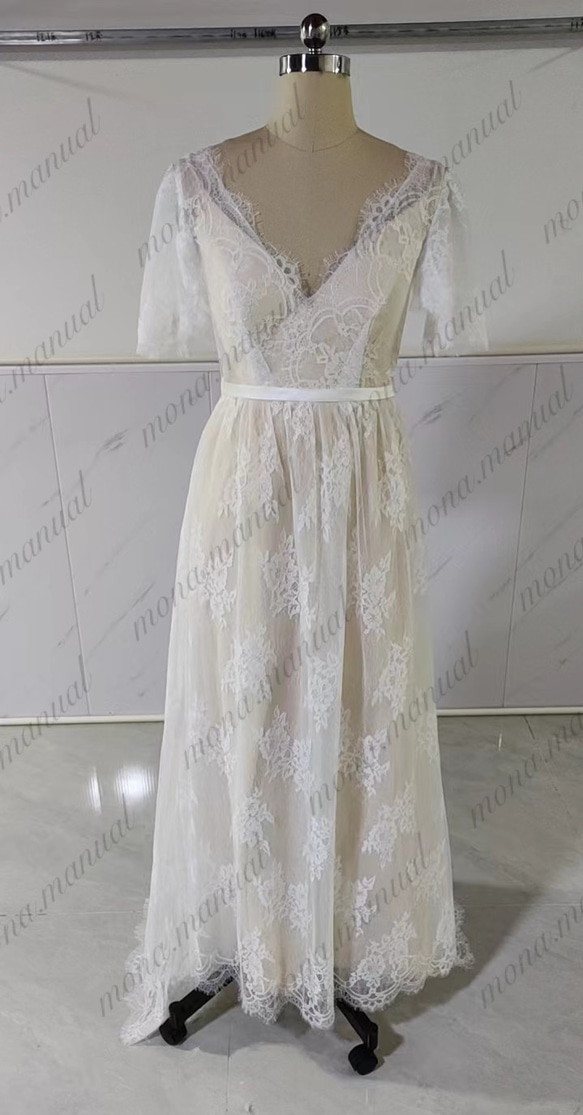 スレンダーライン ウェディングドレス 二次会 結婚式ドレス F031 2枚目の画像