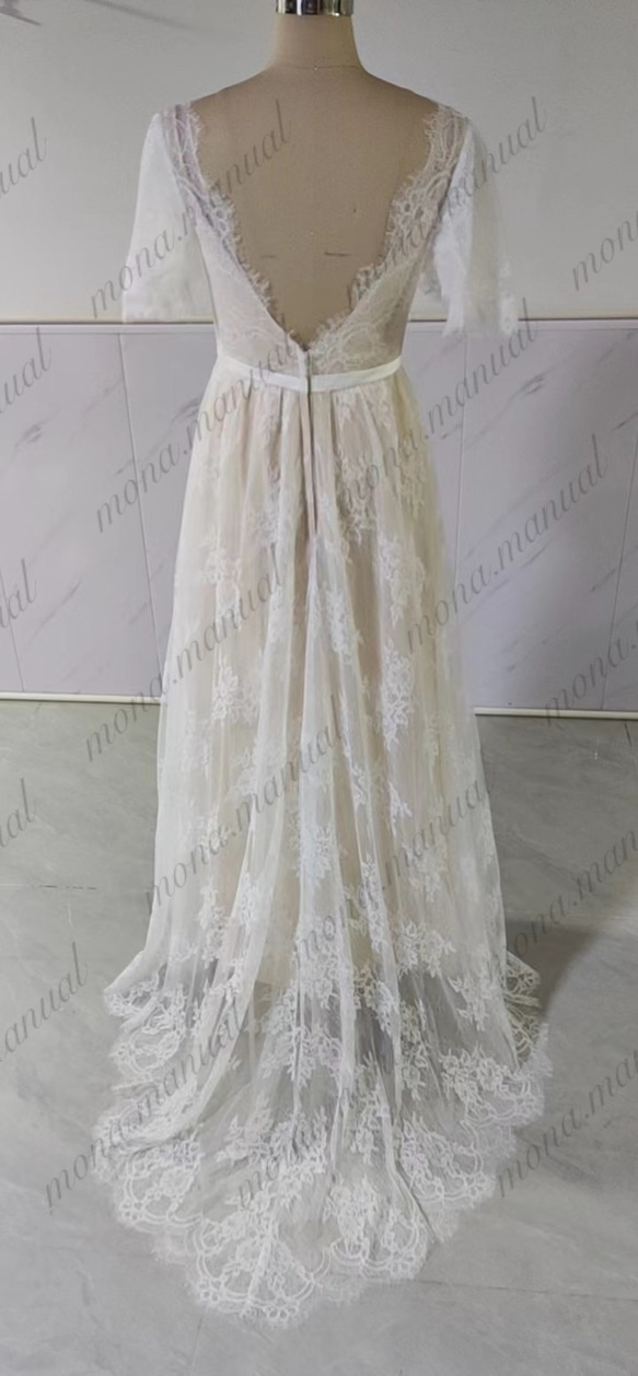 スレンダーライン ウェディングドレス 二次会 結婚式ドレス F031 3枚目の画像