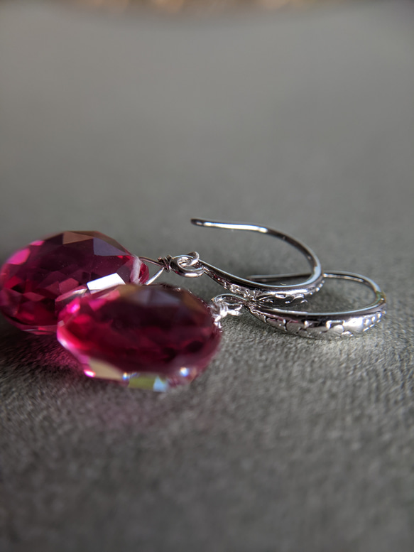 14Kgf dobblet 水晶 AAA - 紅寶石 - 栗色耳環或耳環* 第7張的照片
