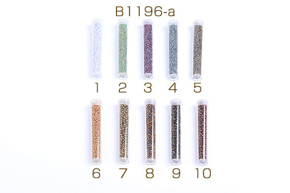 B1196-a-1 6本 シードビーズ 1.5-2mm ボトル付き 全133色 No.1-20  6X（1本） 1枚目の画像