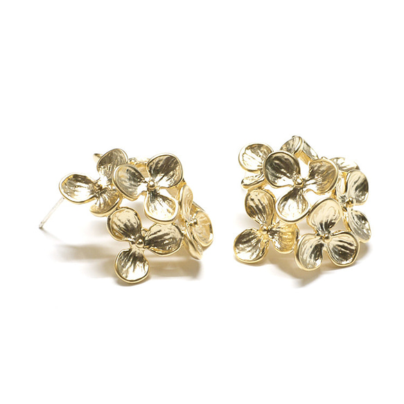 全新【1對】SV925核心！大容量繡球啞光金耳環NF 第2張的照片