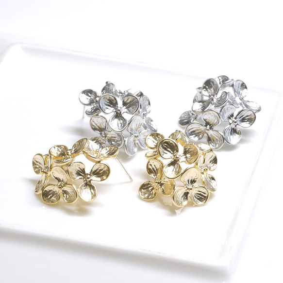 全新【1對】SV925核心！大容量繡球啞光金耳環NF 第5張的照片