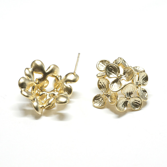 全新【1對】SV925核心！大容量繡球啞光金耳環NF 第4張的照片