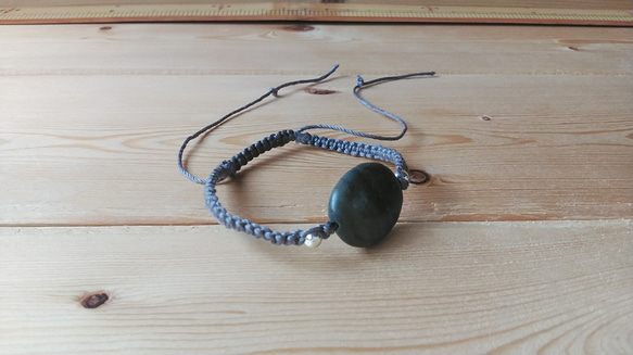 マクラメブレスレット（天然石オーバル） 3枚目の画像