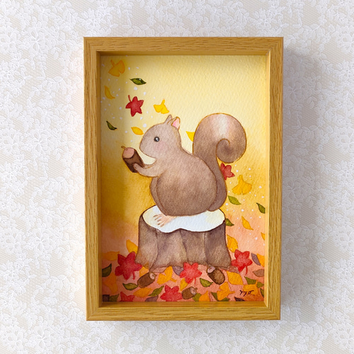 原画】リスとどんぐり イラスト ryo.les.lapins 通販 14628437｜Creema